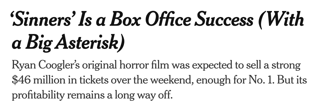 Sinners is a Box Office Success (With a Big Asterisk).