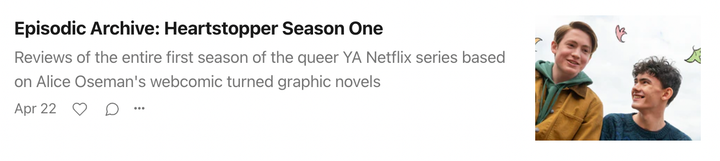 Episodic Update: A note to free subscribers